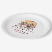 Boho Burgundy herfst floral Pumpkin Vrijgezellenfe Papieren Bordje (Gekanteld)