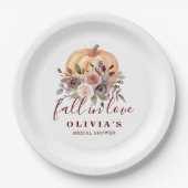 Boho Burgundy herfst floral Pumpkin Vrijgezellenfe Papieren Bordje (Voorkant)