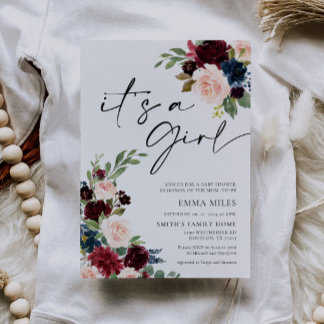 Boho Burgundy Het is een Girl Baby shower Uitnodig Kaart