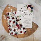 Boho Burgundy Het is een Girl Baby shower Uitnodig Kaart