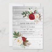 Boho Burgundy - Marsala Bloemen Huwelijksfoto Save The Date (Voorkant)