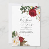 Boho Burgundy - Marsala Floral Baby shower Kaart (Voorkant)