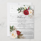 Boho Burgundy - Marsala Floral Bohemian Wedding Kaart (Voorkant)