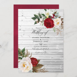 Boho Burgundy - Marsala Floral Bohemian Wedding Kaart