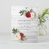 Boho Burgundy - Marsala Floral Bohemian Wedding Save The Date (Staand voorkant)