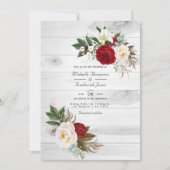 Boho Burgundy/Marsala Floral QR Code RSVP Weddensc Kaart (Voorkant)