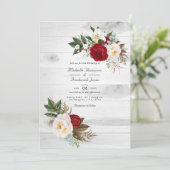 Boho Burgundy/Marsala Floral QR Code RSVP Weddensc Kaart (Staand voorkant)