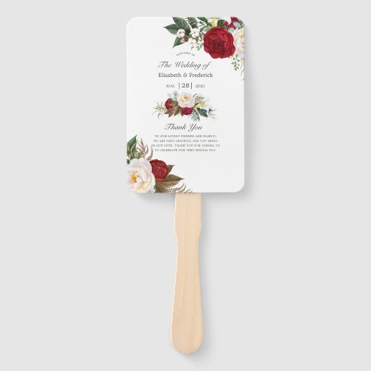 Boho Burgundy - Marsala Floral Wedding Handwaaier (Voorkant)