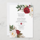 Boho Burgundy - Marsala Floral Wedding Kaart (Voorkant)