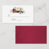 Boho Burgundy - Marsala Floral Wedding Plaatskaartje (Voorkant / Achterkant)