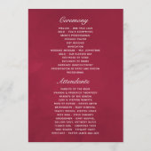 Boho Burgundy - Marsala Floral Wedding Programmakaart (Achterkant)