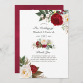 Boho Burgundy - Marsala Floral Wedding Programmakaart (Voorkant / Achterkant)