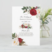 Boho Burgundy - Marsala Floral Wedding Programmakaart (Staand voorkant)