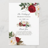 Boho Burgundy - Marsala Floral Wedding Programmakaart (Voorkant)