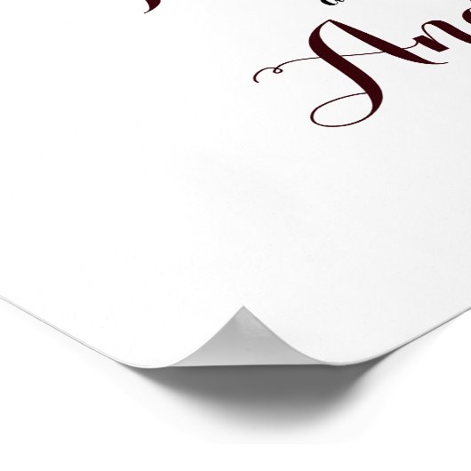 Boho Burgundy Marsala Floral Welcome Wedding Sign Poster (Hoek)