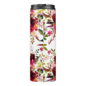 Boho Burgundy Marsala Waterverf Floral monogram Thermosbeker (Achterkant)