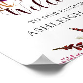 Boho Burgundy Marsala Welkomstteken Verloving Poster (Hoek)
