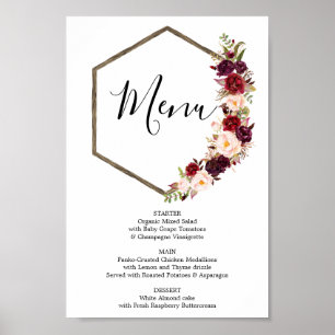 Boho Burgundy Menu- of Barmenu Bord Poster