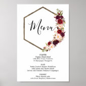 Boho Burgundy Menu- of Barmenubord Poster (Voorkant)