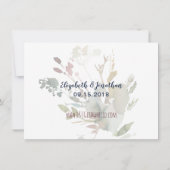 Boho Burgundy Navy Bloemen Foto Save The Date (Achterkant)
