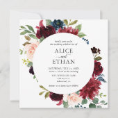 Boho Burgundy Navy Blue Flowers Elegant Kaart (Voorkant)