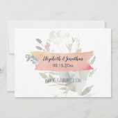 Boho Burgundy Navy Floral Foto ZZ Save the Date (Achterkant)