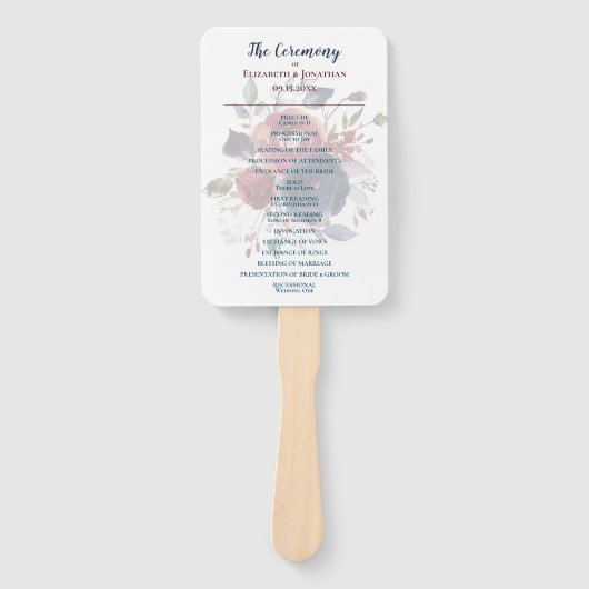 Boho Burgundy Navy Mauve Floral Wedding Handwaaier (Voorkant)
