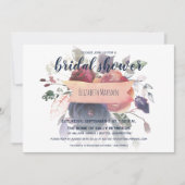 Boho Burgundy Navy Roos Gold Floral Vrijgezellenfe Kaart (Voorkant)