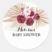 Boho Burgundy Pampas Gras cupcake versiering Ronde Sticker (Voorkant)