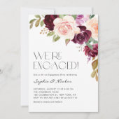 Boho Burgundy Peach Flowers Herfst Engagement Part Kaart (Voorkant)