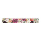 Boho Burgundy + Peach Waterverf Floral Ribbon Satijnen Lint (Voorkant)