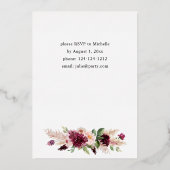 Boho Burgundy & Pink Floral Gradual Party - Volled Folie Uitnodiging (Achterkant)