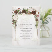 Boho Burgundy Pink Rose Waterverf Floral Wedding Kaart (Staand voorkant)