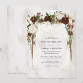 Boho Burgundy Pink Rose Waterverf Floral Wedding Kaart (Voorkant / Achterkant)