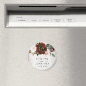 Boho Burgundy Pink Rose Waterverf Floral Wedding Magneet (Insitu (Vaatwasser))