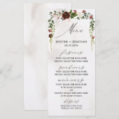Boho Burgundy Pink Rose Waterverf Floral Wedding Menu (Voorkant / Achterkant)