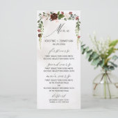 Boho Burgundy Pink Rose Waterverf Floral Wedding Menu (Staand voorkant)