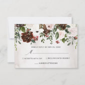 Boho Burgundy Pink Rose Waterverf Floral Wedding RSVP Kaartje (Voorkant)