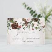 Boho Burgundy Pink Rose Waterverf Floral Wedding RSVP Kaartje (Staand voorkant)