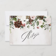 Boho Burgundy Pink Rose Waterverf Floral Wedding