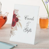 Boho Burgundy Roos en Pampas Grass Reclamebord Met Voetstuk (Insitu)