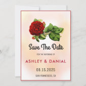 Boho burgundy roos floral Wedding Save the Date Kaart (Voorkant)
