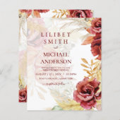 BOHO Burgundy Roos Pampas Grass Wedding (Voorkant / Achterkant)