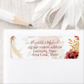 BOHO Burgundy Roos Pampas Grass Wedding Etiket (Insitu)