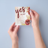 BOHO Burgundy Roos Pampas Grass Wedding Flyer (Hand)