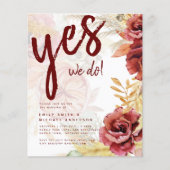 BOHO Burgundy Roos Pampas Grass Wedding Flyer (Voorkant)