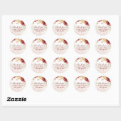 BOHO Burgundy Roos Pampas Grass Wedding Ronde Sticker (Vel)