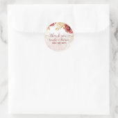 BOHO Burgundy Roos Pampas Grass Wedding Ronde Sticker (Tas)