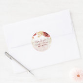 BOHO Burgundy Roos Pampas Grass Wedding Ronde Sticker (Envelop)