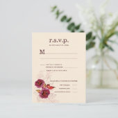Boho Burgundy Roos RSVP Briefkaart (Staand voorkant)